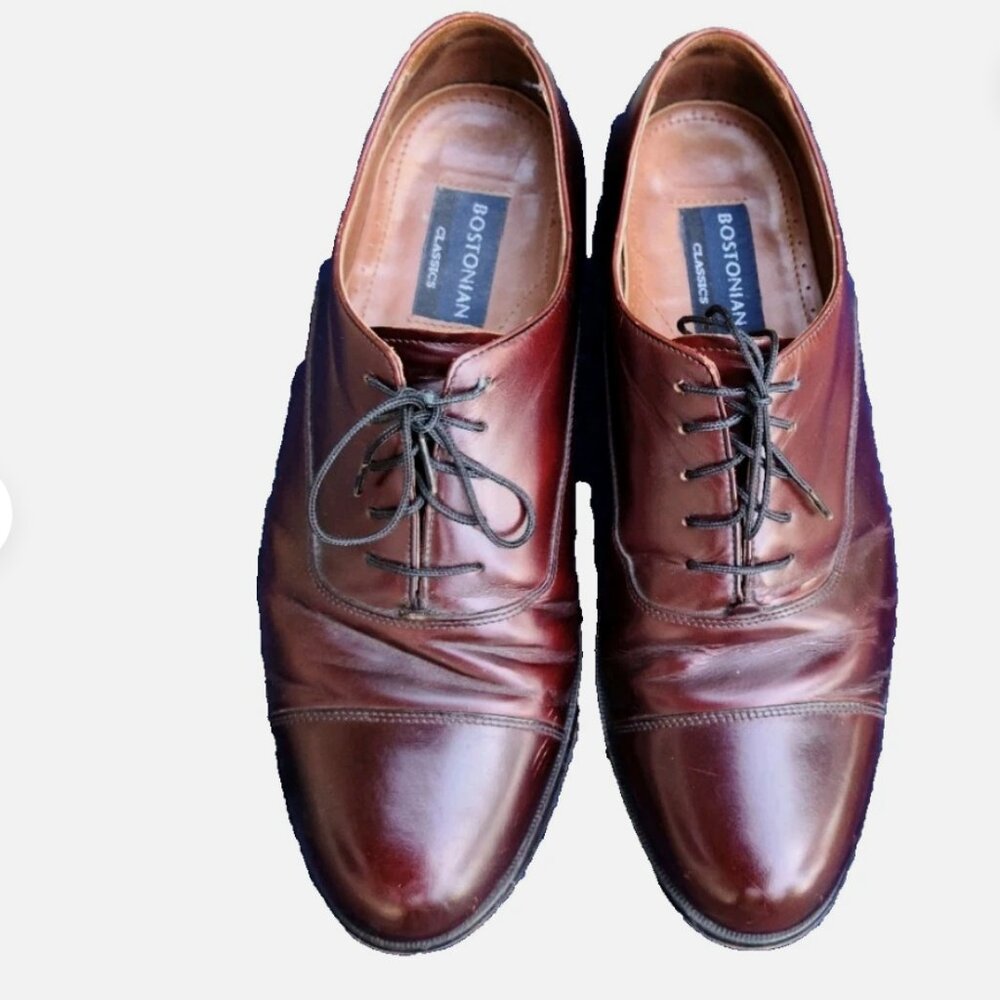 Men's Bostonian Classics Oxfords Shoes Size 9.5 Medium Width Burgundy Leather